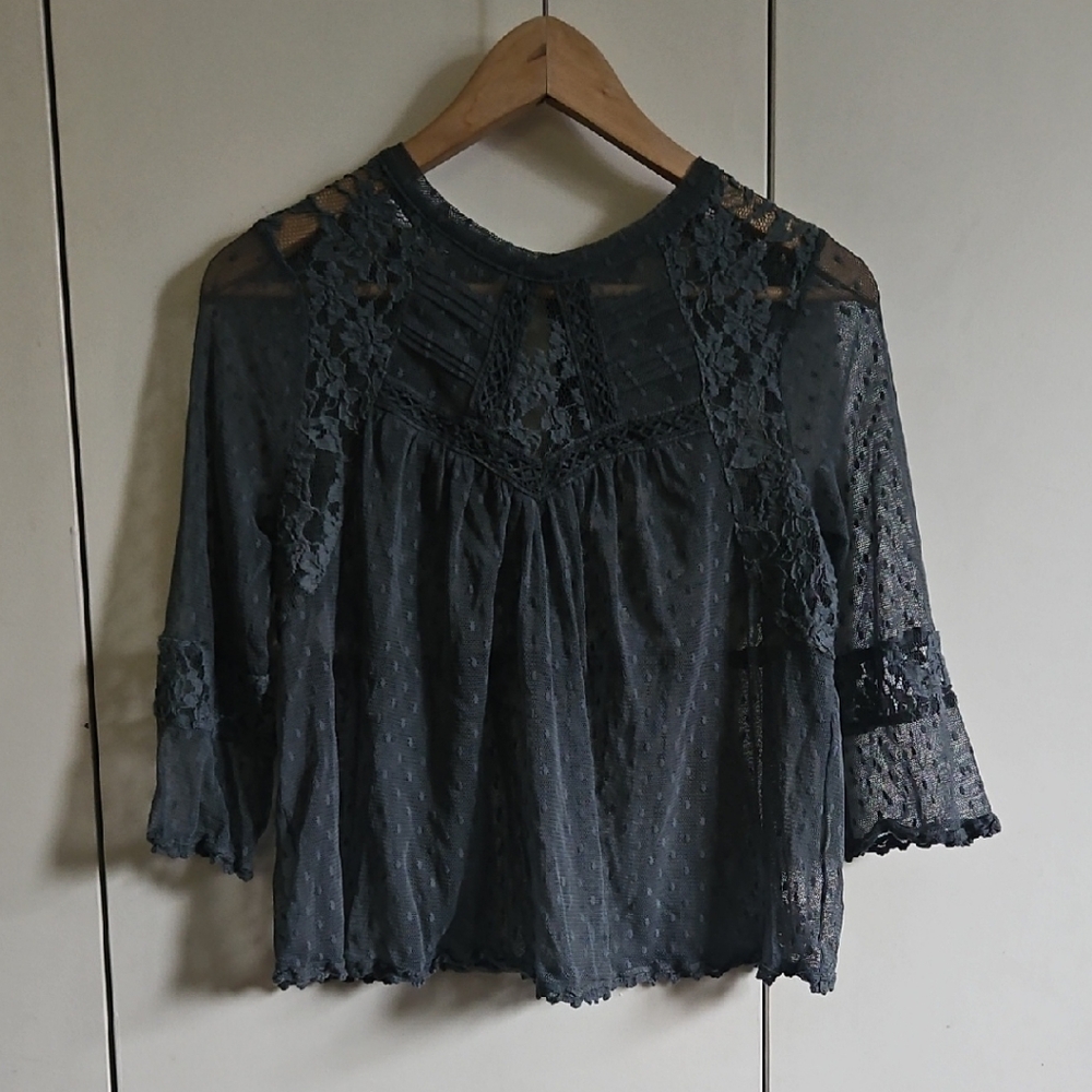 Elegant Lace Trimmed Black Top